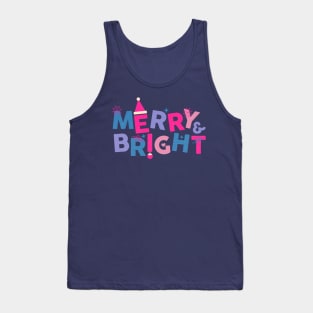 Merry and Bright Pink and Blue Christmas Tank Top